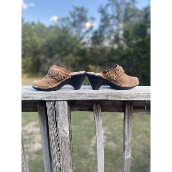 Sofft Brown Leather Slip On Mule Womens Size 6.5M Braided Open Heel Clogs Casual - Picture 3 of 8